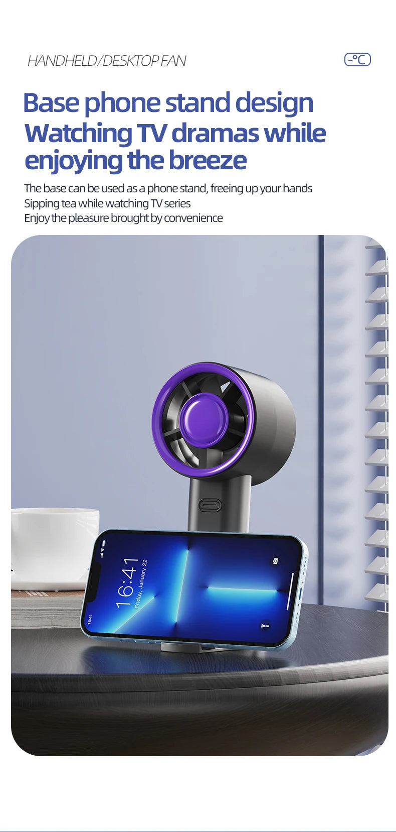 Portable Handheld Fan Mini Personal Highspeed Fan for Travel Outdoor Activities USB Fast Charging Mute Air Calculating Fan