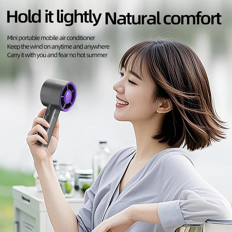 Portable Handheld Fan Mini Personal Highspeed Fan for Travel Outdoor Activities USB Fast Charging Mute Air Calculating Fan