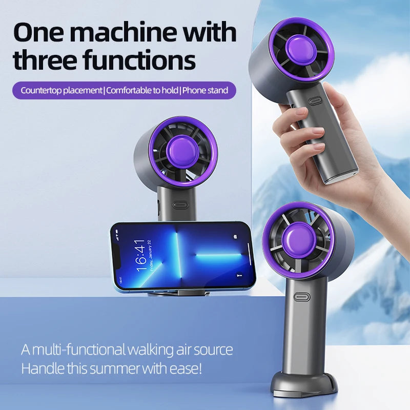 Portable Handheld Fan Mini Personal Highspeed Fan for Travel Outdoor Activities USB Fast Charging Mute Air Calculating Fan
