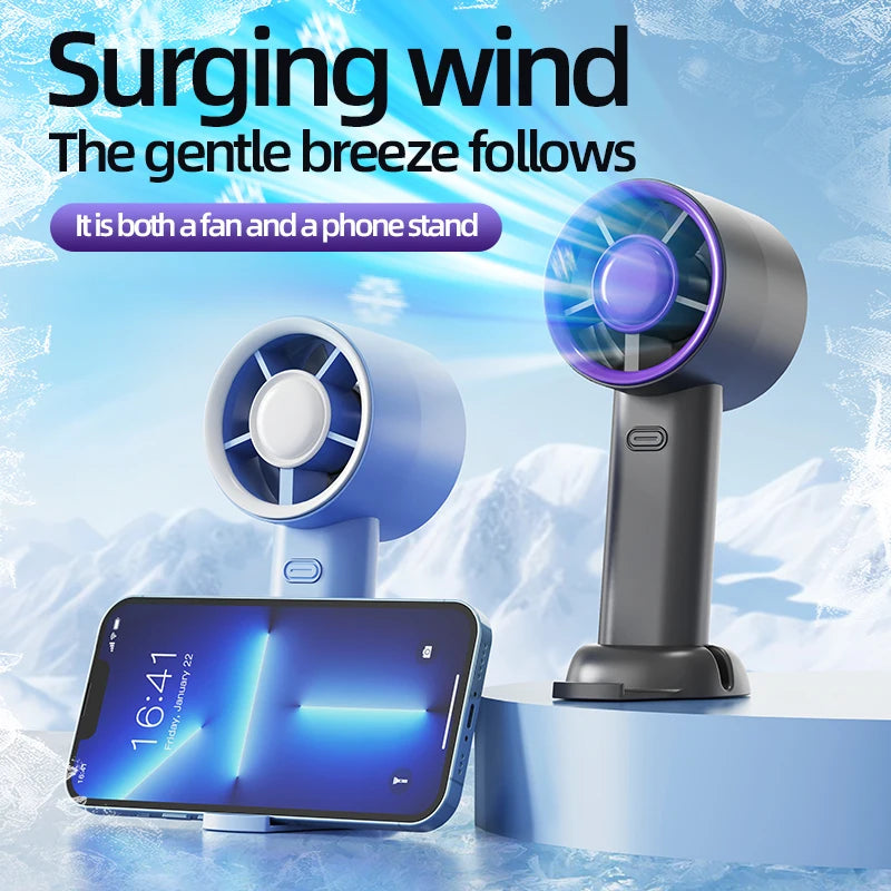 Portable Handheld Fan Mini Personal Highspeed Fan for Travel Outdoor Activities USB Fast Charging Mute Air Calculating Fan