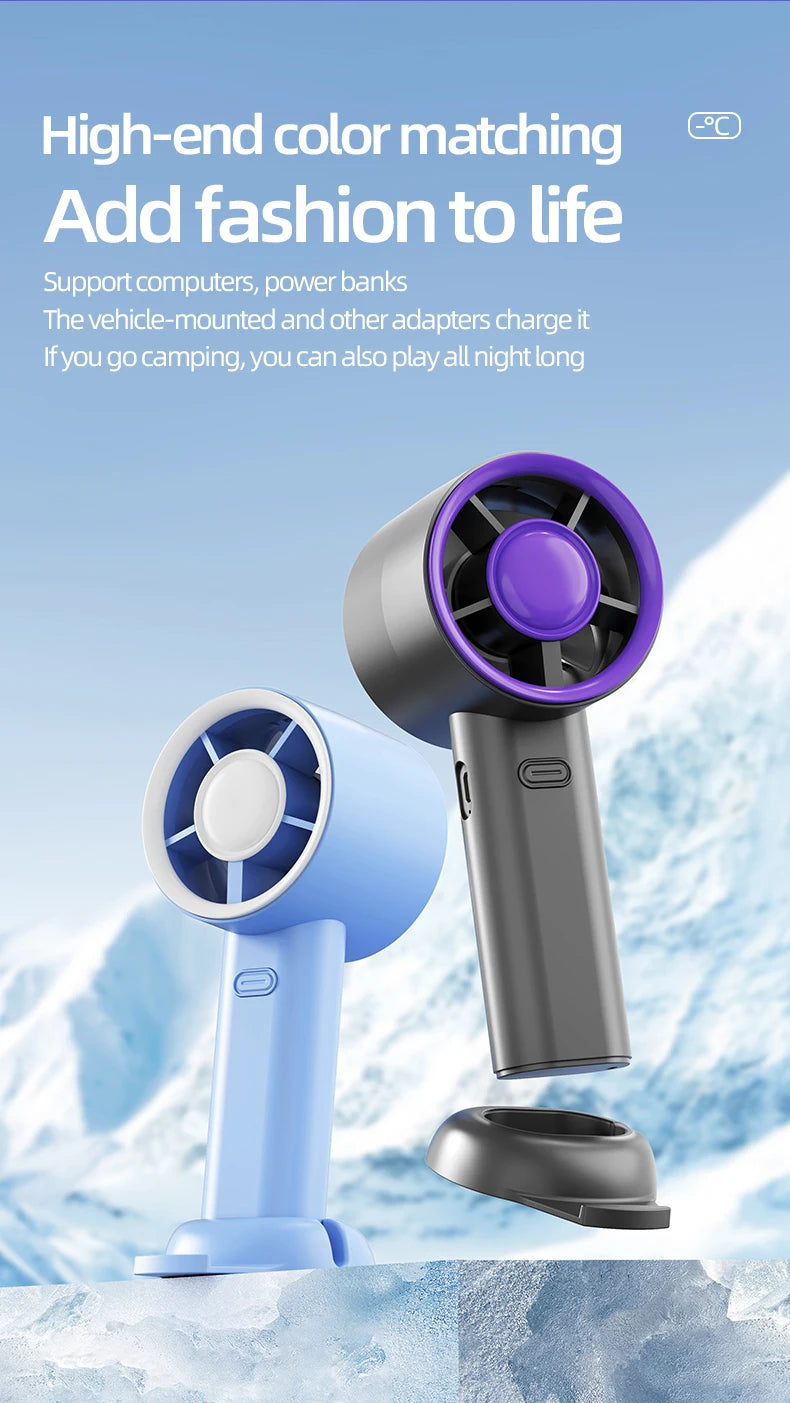 Portable Handheld Fan Mini Personal Highspeed Fan for Travel Outdoor Activities USB Fast Charging Mute Air Calculating Fan